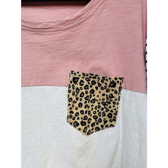 Umgee Crew Neck Colorblock Pockets Oversized Twist Top Multicolor Women's SZ S - Picture 5 of 7